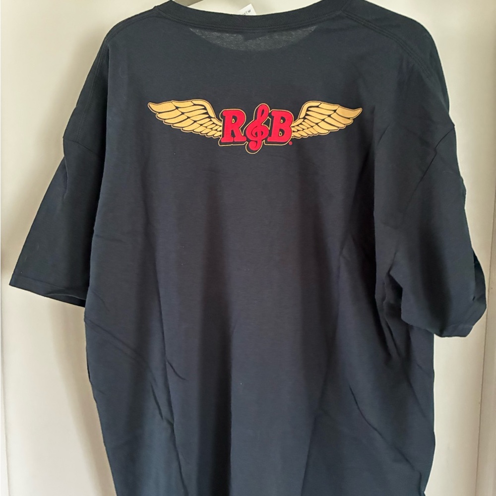 Black T-Shirt with Gold Wing Design